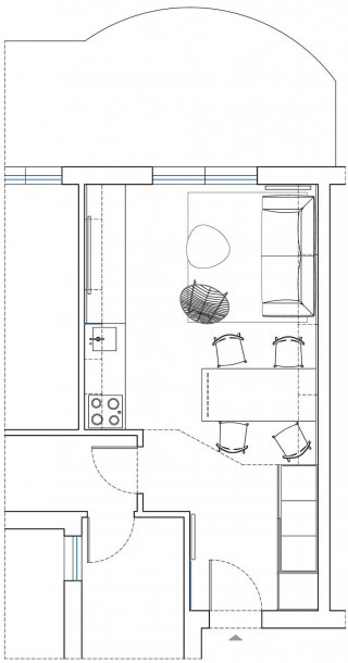 Soggiorno con cucina