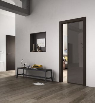 porta scorrevole a scomparsa Frame Scrighi di FerreroLegno in cristallo Cristal lucido brown porta scorrevole a scomparsa Frame Scrighi di FerreroLegno in cristallo Cristal lucido brown