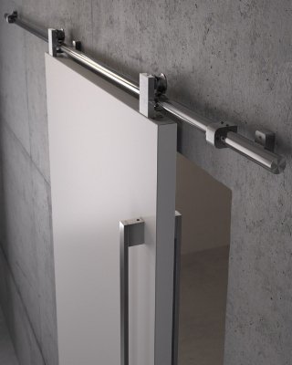 porta scorrevole esterno muro senza telaio con barra collezione Miraquadra di Garofoli porta scorrevole esterno muro senza telaio con barra collezione Miraquadra di Garofoli