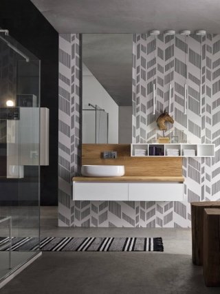carta da parati del bagno Escape di Arcom con trama Spina pesce carta da parati del bagno Escape di Arcom con trama Spina pesce