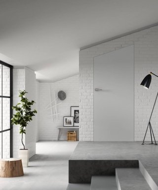 porta filomuro a battente Essential Battente by Scrigno forma trapezoidale porta filomuro a battente Essential Battente by Scrigno forma trapezoidale