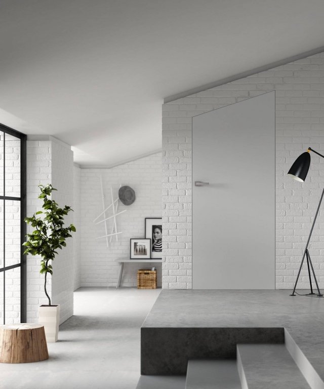 La porta filomuro a battente Essential Battente by Scrigno è disponibile anche nella forma trapezoidale, ideale per soffitti spioventi o per arredare l'ambiente con forme di grande impatto. Realizzata su misura, è prevista anche per pareti in cartongesso. Misure della luce di passaggio L 60/100 x H 180/270 cm. Prezzo su richiesta. www.scrigno.it La porta filomuro a battente Essential Battente by Scrigno è disponibile anche nella forma trapezoidale, ideale per soffitti spioventi o per arredare l'ambiente con forme di grande impatto. Realizzata su misura, è prevista anche per pareti in cartongesso. Misure della luce di passaggio L 60/100 x H 180/270 cm. Prezzo su richiesta. www.scrigno.it