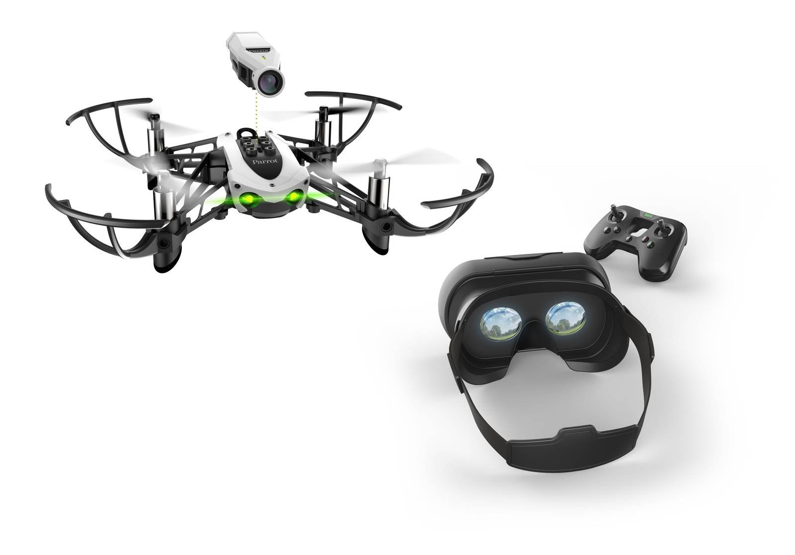 Parrot Mambo FPV
Un nuovissimo minidrone ludico che integra le tecnologie più performanti, un pilota automatico ultra-efficiente e unanuova Power battery che offre un’autonomia di volo fino a 10 minuti. Veloce e agile, può accelerare fino a 30 km/h ed è in grado di eseguire acrobazie in volo, proprio come uno stuntman esperto. Parrot Mambo FPV è dotato anche di una mini telecamera HD (campo visivo 120°). Essa si posiziona facilmente sulla parte superiore del drone grazie alla tecnologia Smart Block ed è provvista di uno slot di alloggiamento per una scheda microSD (non inclusa) sulla quale è possibile memorizzare e salvare le immagini catturate. Grazie alla telecamera HD FPV, al nuovo visore FPV Parrot Cockpitglasses 2 e al controller Parrot Flypad, Parrot Mambo FPV apre le  le porte a un’esperienza di corsa con i droni totalmente immersiva. Ideale per volare indoor tra le mura domestiche o dell’ufficio, ma anche all’aperto. Prezzo: 179,90 euro. www.parrot.com