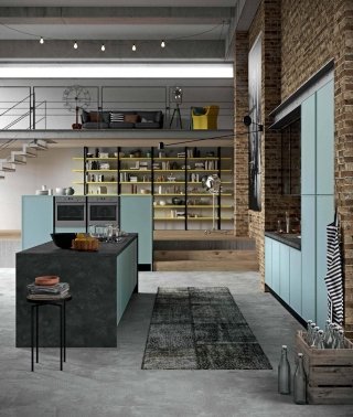 Cucina Quadro di Aran con top in laminato hi-tech nella finitura vulcano Cucina Quadro di Aran con top in laminato hi-tech nella finitura vulcano