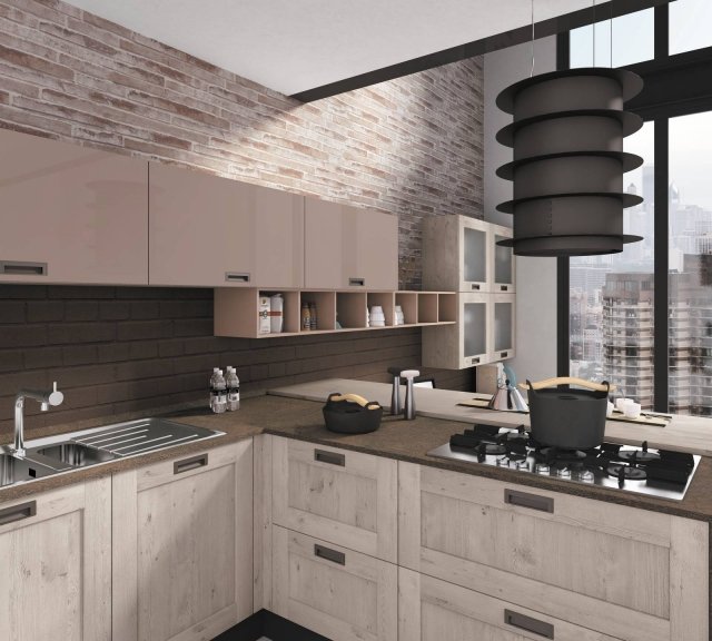 Creo cat. Kyra di Cucine Lube è caratterizzata dalle basi con ante a telaio riquadrato, realizzato in melamminico nella finitura abete nordico bianco. I pensili hanno le ante lisce nella finitura Glaks Rosa Colorado e sono abbinati agli elementi a giorno color Rosa Quarzo. Il piano è in laminato Fire Coat. Prezzo su richiesta. www.cucinelube.it Creo cat. Kyra di Cucine Lube è caratterizzata dalle basi con ante a telaio riquadrato, realizzato in melamminico nella finitura abete nordico bianco. I pensili hanno le ante lisce nella finitura Glaks Rosa Colorado e sono abbinati agli elementi a giorno color Rosa Quarzo. Il piano è in laminato Fire Coat. Prezzo su richiesta. www.cucinelube.it