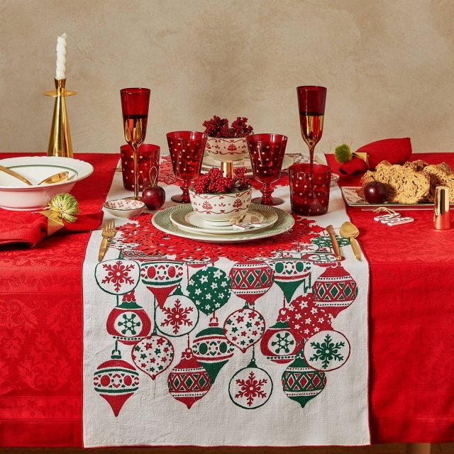 Runner Palline di Natale di Zara Home. In cotone 100% con un decoro in colori accesi anche un po’ “Russian Style“. Misura 50x160 cm, prezzo 22,90 euro. www.zarahome.com Runner Palline di Natale di Zara Home. In cotone 100% con un decoro in colori accesi anche un po’ “Russian Style“. Misura 50x160 cm, prezzo 22,90 euro. www.zarahome.com