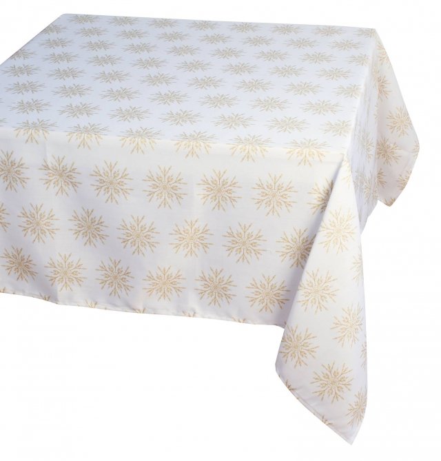 Tovaglia di Natale Fiocco di Neve di Mercatone Uno. In tessuto stampato con decori dorati. Anche perché un tocco di oro a Natale sta sempre bene. Misura 140x240 cm. Prezzo 24,99 euro. www.mercatoneuno.com Tovaglia di Natale Fiocco di Neve di Mercatone Uno. In tessuto stampato con decori dorati. Anche perché un tocco di oro a Natale sta sempre bene. Misura 140x240 cm. Prezzo 24,99 euro. www.mercatoneuno.com