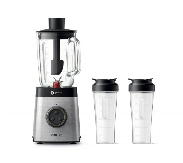 Grazie all’alta velocità di 35.000 giri/min e alla tecnologia ProBlend 6 3D, nel frullatore Avance Collection HR3655 di Philips, ogni ingrediente viene frullato finemente con risultati più omogenei. Ha potenza di 1.400 watt, è capiente 2 litri e è fornito con due borracce da 600 ml da portare con sé, per spuntini salutari di adulti e bambini. Prezzo 179,99 euro. www.philips.it Grazie all’alta velocità di 35.000 giri/min e alla tecnologia ProBlend 6 3D, nel frullatore Avance Collection HR3655 di Philips, ogni ingrediente viene frullato finemente con risultati più omogenei. Ha potenza di 1.400 watt, è capiente 2 litri e è fornito con due borracce da 600 ml da portare con sé, per spuntini salutari di adulti e bambini. Prezzo 179,99 euro. www.philips.it