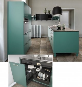 cucina verde con pattumiera e isola Boxea di Schmidt Cucine cucina verde con pattumiera e isola Boxea di Schmidt Cucine