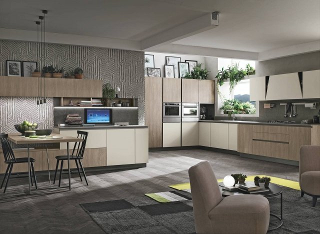 Infinity di Stosa è la grande cucina aperta sul living che ha il top extra e lo schienale in Dekton Vegha, un materiale innovativo ignifugo, resistente alle macchie, ai graffi al calore, privo di giunzioni. Le ante lisce e senza maniglie sono in nella finitura Rovere Deserto e Pet Cachemere Opaco e si aprono per mezzo di una gola piatta; i vani a giorno sono in laccato Peltro. Un modulo base da 60 cm, prezzo 153,72 euro per la versione base. www.stosa.it Infinity di Stosa è la grande cucina aperta sul living che ha il top extra e lo schienale in Dekton Vegha, un materiale innovativo ignifugo, resistente alle macchie, ai graffi al calore, privo di giunzioni. Le ante lisce e senza maniglie sono in nella finitura Rovere Deserto e Pet Cachemere Opaco e si aprono per mezzo di una gola piatta; i vani a giorno sono in laccato Peltro. Un modulo base da 60 cm, prezzo 153,72 euro per la versione base. www.stosa.it