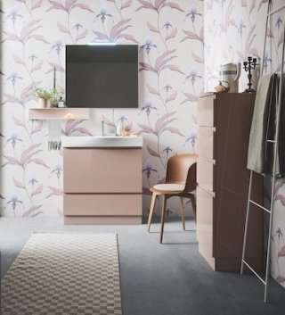 composizione Street 30 di Arbi Arredobagno color rosa portalavabo, lavandino, mensola composizione Street 30 di Arbi Arredobagno color rosa portalavabo, lavandino, mensola