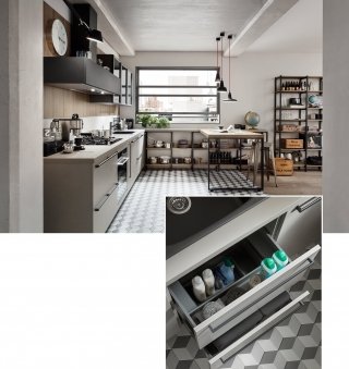 cucina con pattumiera dentro un cestone Start-Time di Veneta Cucine cucina con pattumiera dentro un cestone Start-Time di Veneta Cucine
