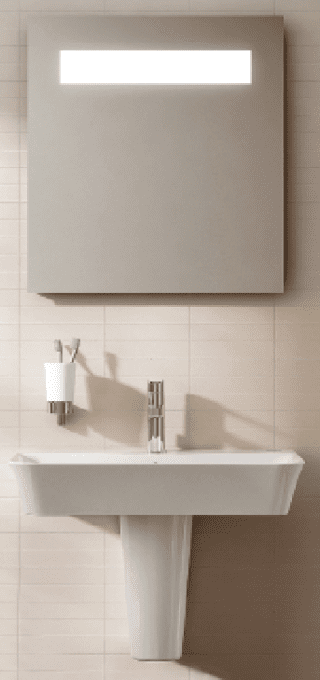 lavandino a semicolonna serie Connect Air di Ideal Standard, lo specchio Strada (IP 44) con luce bagno lavandino a semicolonna serie Connect Air di Ideal Standard, lo specchio Strada (IP 44) con luce bagno