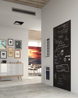 porta colore nero con scritte bianche con controtelaio filomuro ad anta singola Essential Battente effetto Lavagna di Scrigno porta colore nero con scritte bianche con controtelaio filomuro ad anta singola Essential Battente effetto Lavagna di Scrigno