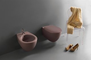 sanitari sospesi Bowl+ Ceramica Globo water e bidet rosa scuro sanitari sospesi Bowl+ Ceramica Globo water e bidet rosa scuro