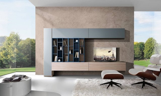 Pensili doppi e un elemento che poggia a terra, tutti chiusi da ante, fanno da cornice ai vani a giorno e delineano l’area per posizionare il televisore.
Tre diverse finiture (olmo e laccati ferro e cobalto) per la parete attrezzata G419 di Giessegi. Misura L 329 x P 42/33,6 x H 195 cm e costa 2.907 euro, Iva esclusa. www.giessegi.it Pensili doppi e un elemento che poggia a terra, tutti chiusi da ante, fanno da cornice ai vani a giorno e delineano l’area per posizionare il televisore.
Tre diverse finiture (olmo e laccati ferro e cobalto) per la parete attrezzata G419 di Giessegi. Misura L 329 x P 42/33,6 x H 195 cm e costa 2.907 euro, Iva esclusa. www.giessegi.it