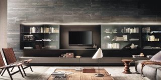 mobile tv Abacus di Rimadesio, con illuminazione a led nella parte superiore e inferiore mobile tv Abacus di Rimadesio, con illuminazione a led nella parte superiore e inferiore