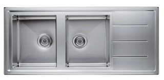 lavandino cucina in acciaio inox satinato a due vasche con gocciolatotio SK 11610W2 (X) HA di Hotpoint lavandino cucina in acciaio inox satinato a due vasche con gocciolatotio SK 11610W2 (X) HA di Hotpoint