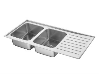 lavello cucina in acciaio inossidabile Vattudalen di Ikea con due vasche con sgocciolatoio lavello cucina in acciaio inossidabile Vattudalen di Ikea con due vasche con sgocciolatoio