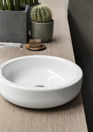 bacinella da appoggio 45 (SPR) della collezione Easy 0.2 di Pozzi Ginori in Fine Fire Clay bianca lucida bacinella da appoggio 45 (SPR) della collezione Easy 0.2 di Pozzi Ginori in Fine Fire Clay bianca lucida