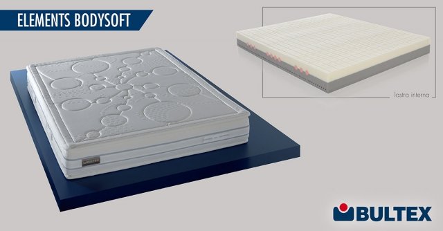 Grazie al prezioso rivestimento imbottito, Elements BodySoft esalta al massimo l’accoglienza e il sostegno della sofisticata anima interna. Da provare! Grazie al prezioso rivestimento imbottito, Elements BodySoft esalta al massimo l’accoglienza e il sostegno della sofisticata anima interna. Da provare!
