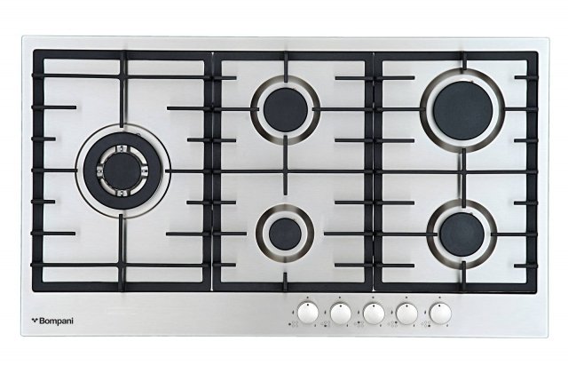 piano cucina a gas Skyline BO293MQ/N di Bompani a semifilo in acciaio inox largo 90 cm piano cucina a gas Skyline BO293MQ/N di Bompani a semifilo in acciaio inox largo 90 cm