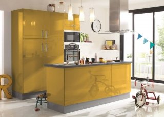 cucina con isola giallo senape Delinia Zest di Leroy Merlin cucina con isola giallo senape Delinia Zest di Leroy Merlin