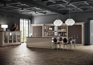 cucina con isola laccato lucido visone Exclusiva di Scavolini cucina con isola laccato lucido visone Exclusiva di Scavolini