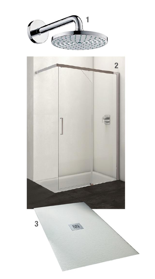 soffione Raindance S 240 AIR 1jet di Hansgrohe. cabina doccia walk-in di Arco Free AB-5 di Provex in vetro temperato 6 mm. piatto doccia Essential di Fiora adattabile in fase di posa. soffione Raindance S 240 AIR 1jet di Hansgrohe. cabina doccia walk-in di Arco Free AB-5 di Provex in vetro temperato 6 mm. piatto doccia Essential di Fiora adattabile in fase di posa.