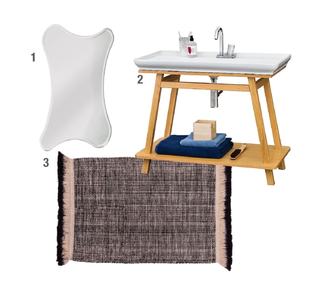 specchio Omnia di Stilhaus. In legno di rovere Trapezio di The.ArtCeram con lavabo Naked. In puro cotone tinto in filo, Aladino Tappeto di Fazzini specchio Omnia di Stilhaus. In legno di rovere Trapezio di The.ArtCeram con lavabo Naked. In puro cotone tinto in filo, Aladino Tappeto di Fazzini