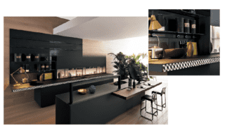 Cucina Genius Loci di Valcucine attrezzata con sistema V-Motion, è in vetro opaco color ardesia Cucina Genius Loci di Valcucine attrezzata con sistema V-Motion, è in vetro opaco color ardesia