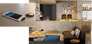 cucina Arcos di Cucine Schmidt in melaminico con isola con piano di lavoro e ricarica wireless integrato cucina Arcos di Cucine Schmidt in melaminico con isola con piano di lavoro e ricarica wireless integrato