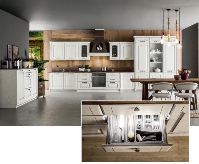 cucina shabby Magda di Arrex Le Cucine con ante con telaio in legno massiccio e pannello impiallacciato decapato cucina shabby Magda di Arrex Le Cucine con ante con telaio in legno massiccio e pannello impiallacciato decapato