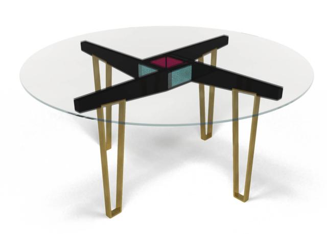 Joe della Linea La Récréation di Marioni, design Piero Angelo Orecchioni, è il tavolo con il piano in cristallo extrachiaro sorretto da una struttura in ottone spazzolato e legno laccato nero con inserti in ceramica craquelet celadon. Misura Ø 160 x H 75 cm. www.marioni.it Joe della Linea La Récréation di Marioni, design Piero Angelo Orecchioni, è il tavolo con il piano in cristallo extrachiaro sorretto da una struttura in ottone spazzolato e legno laccato nero con inserti in ceramica craquelet celadon. Misura Ø 160 x H 75 cm. www.marioni.it