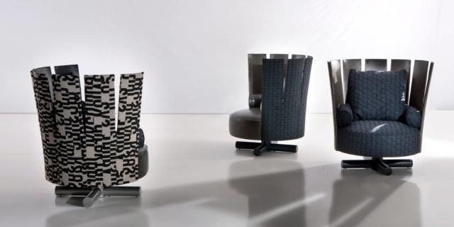 Tiara di Nube, design Studio Viganò, è la poltrona dal design insolito: lo schienale infatti è composto da una serie di elementi accostati. La struttura interna è in legno multistrato curvato rivestito con poliuretano espanso indeformabile; la base in alluminio verniciata a forno nei colori argento, nero, bianco, canna di fucile e rame. Misura L 97 x P 89 x H 100 cm. www.nubeitalia.it Tiara di Nube, design Studio Viganò, è la poltrona dal design insolito: lo schienale infatti è composto da una serie di elementi accostati. La struttura interna è in legno multistrato curvato rivestito con poliuretano espanso indeformabile; la base in alluminio verniciata a forno nei colori argento, nero, bianco, canna di fucile e rame. Misura L 97 x P 89 x H 100 cm. www.nubeitalia.it