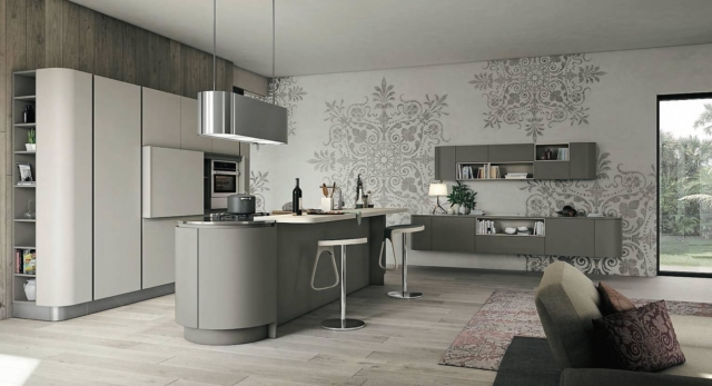 cucina aperta sul soggiorno Clover Neck di Cucine Lube cucina aperta sul soggiorno Clover Neck di Cucine Lube