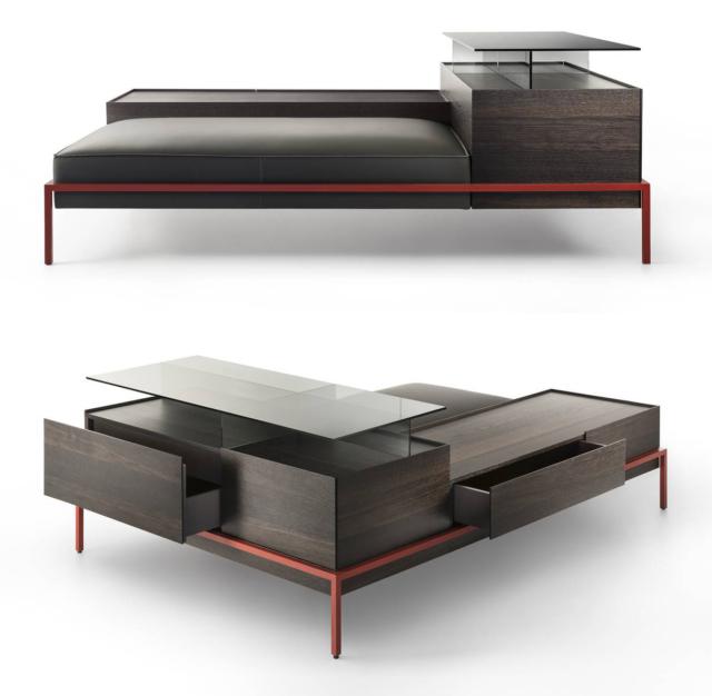 FAROE: arcipelago di comfort. Prosegue anche la proficua collaborazione con Gordon Guillaumier che firma FAROE, articolato progetto che reinterpretando il tema del contenimento ha dato vita ad una collezione di contenitori e sedute freestanding, trasversali nella loro funzione. Isole da personalizzare ed organizzare in diverse composizioni, giocando con elementi imbottiti, sedute e braccioli, con rivestimenti in pelle o tessuto e cassettiere disponibili in più altezze e allestimenti interni, da posizionare liberamente a centro stanza, sia essa una zona giorno, una camera da letto, una cabina armadio o una vera e propria dressing room, dove il concetto di isola si svela già nel nome ispirato al fascino dell’omonimo arcipelago danese. Dal rigoroso equilibrio progettuale, FAROE si caratterizza per la leggera cornice sospesa in metallo laccato che accoglie e sostiene le parti in essenza proposte in rovere termotrattato e quelle imbottite. La cornice è disponibile in due finiture: l’intenso laccato Mango e il più classico metallo verniciato bronzo. A conferire maggior ricchezza al progetto concorrono anche i top in vetro temperato pensati per creare raffinate teche dal mood contemporaneo dove raccogliere gli oggetti più personali: piccole collezioni nella zona giorno; orologi, gioielli, pelletteria per le isole che arredano la cabina armadio. FAROE: arcipelago di comfort. Prosegue anche la proficua collaborazione con Gordon Guillaumier che firma FAROE, articolato progetto che reinterpretando il tema del contenimento ha dato vita ad una collezione di contenitori e sedute freestanding, trasversali nella loro funzione. Isole da personalizzare ed organizzare in diverse composizioni, giocando con elementi imbottiti, sedute e braccioli, con rivestimenti in pelle o tessuto e cassettiere disponibili in più altezze e allestimenti interni, da posizionare liberamente a centro stanza, sia essa una zona giorno, una camera da letto, una cabina armadio o una vera e propria dressing room, dove il concetto di isola si svela già nel nome ispirato al fascino dell’omonimo arcipelago danese. Dal rigoroso equilibrio progettuale, FAROE si caratterizza per la leggera cornice sospesa in metallo laccato che accoglie e sostiene le parti in essenza proposte in rovere termotrattato e quelle imbottite. La cornice è disponibile in due finiture: l’intenso laccato Mango e il più classico metallo verniciato bronzo. A conferire maggior ricchezza al progetto concorrono anche i top in vetro temperato pensati per creare raffinate teche dal mood contemporaneo dove raccogliere gli oggetti più personali: piccole collezioni nella zona giorno; orologi, gioielli, pelletteria per le isole che arredano la cabina armadio.