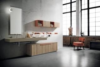 Nella composizione Play di Cerasa (www.cerasa.it) spicca il top a sbalzo in ecomalta, disponibile in 6 colori, con vasca integrata. Nella foto è proposto da L 160 x P 51,7 x H 12 cm e, Iva esclusa, costa 1.780 euro.