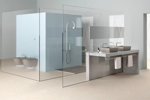 Lavabo, wc dual glaze e bidet color tortora. Collezione Sand e Collezione Pura GSI Ceramica Lavabo, wc dual glaze e bidet color tortora. Collezione Sand e Collezione Pura GSI Ceramica