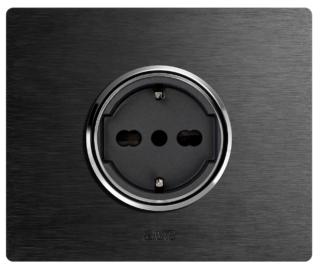 AVE Placca New Style 44 in alluminio antracite con presa shuko TEKLA 44 AVE Placca New Style 44 in alluminio antracite con presa shuko TEKLA 44
