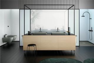 Color Element: Agave. Collezione Pura: Wc Dual Glaze e Bidet 55x36 – Collezione Pura: Lavabo 60x38