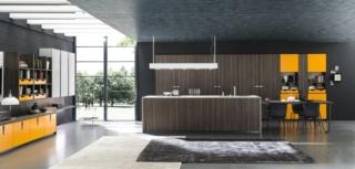cucina con colonne e piano isola in finitura Jungle cemento Materia di Febal Casa cucina con colonne e piano isola in finitura Jungle cemento Materia di Febal Casa