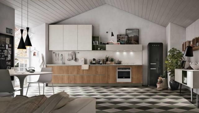 cucina con il frigorifero freestanding Infinity di Stosa cucina con il frigorifero freestanding Infinity di Stosa