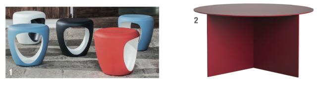 1. Per il living e per l’outdoor, Pebble Pouf di Bonaldo è seduta, piano d’appoggio e portariviste. In polietilene opaco con diverse combinazioni di colori, costa a partire da 232 euro.
2. È disponibile in diverse misure il tavolino Still Life di Driade in lamiera di alluminio verniciata a polvere poliestere. Rotondo da ø 70 x H 35 cm costa 600 euro Iva esclusa. 1. Per il living e per l’outdoor, Pebble Pouf di Bonaldo è seduta, piano d’appoggio e portariviste. In polietilene opaco con diverse combinazioni di colori, costa a partire da 232 euro.
2. È disponibile in diverse misure il tavolino Still Life di Driade in lamiera di alluminio verniciata a polvere poliestere. Rotondo da ø 70 x H 35 cm costa 600 euro Iva esclusa.