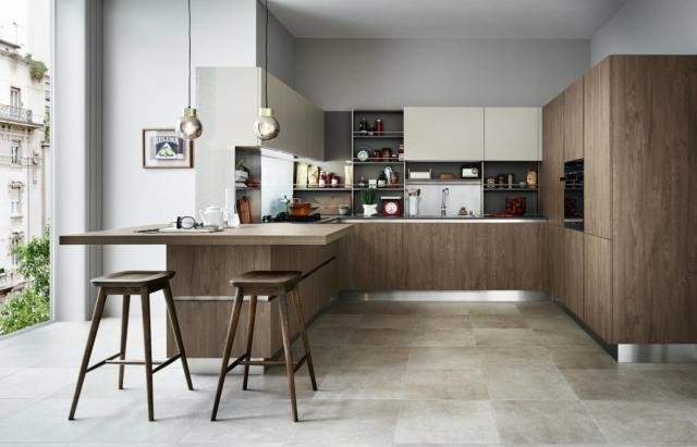 Ethica Decorativo di Veneta Cucine con frigorifero incassato Ethica Decorativo di Veneta Cucine con frigorifero incassato