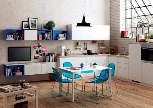 cucina ad angolo composizione a gola del modello Easy Urban Minimal in Decorativo Bianco Easy, cucina ad angolo composizione a gola del modello Easy Urban Minimal in Decorativo Bianco Easy,