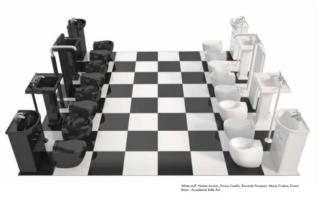 White stuff (Scaccobagno): manifesto di Cersaie 2018 realizzato da Enrica Caiello, Maria Cristina Ziviani, Naima Annoni, Riccardo Piovesan. White stuff (Scaccobagno): manifesto di Cersaie 2018 realizzato da Enrica Caiello, Maria Cristina Ziviani, Naima Annoni, Riccardo Piovesan.