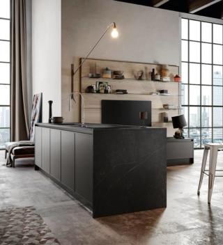 cucina con penisola e piano lavoro in Dekton Keyla Aria di Arredo3 cucina con penisola e piano lavoro in Dekton Keyla Aria di Arredo3