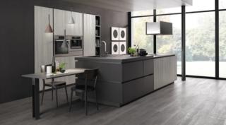 cucina con parti in Fenix nero Charisma Groove di Berloni cucina con parti in Fenix nero Charisma Groove di Berloni
