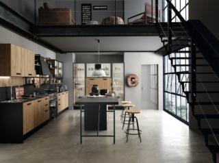 cucina industrial style con elementi neri Ice di Febal Casa cucina industrial style con elementi neri Ice di Febal Casa